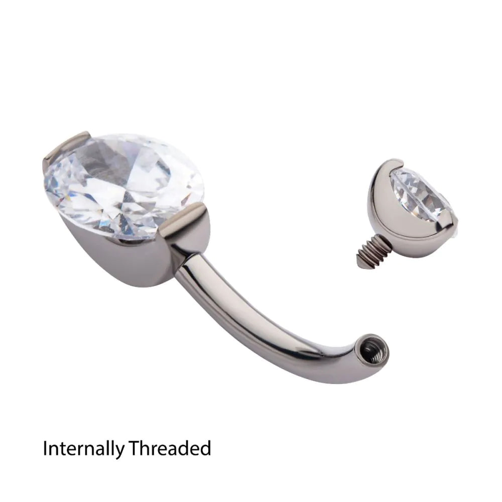 Initial Piercing - Claw set oval crystal belly - Pic&Mix The Body Jewellery Shop