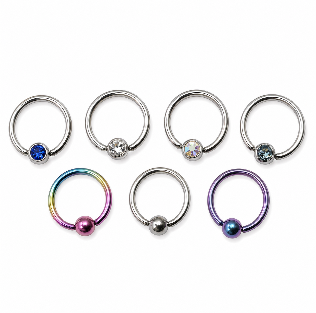1.2 x 10mm Titanium Ball Closure Ring (BCR) | Plain & Crystal Ball Options