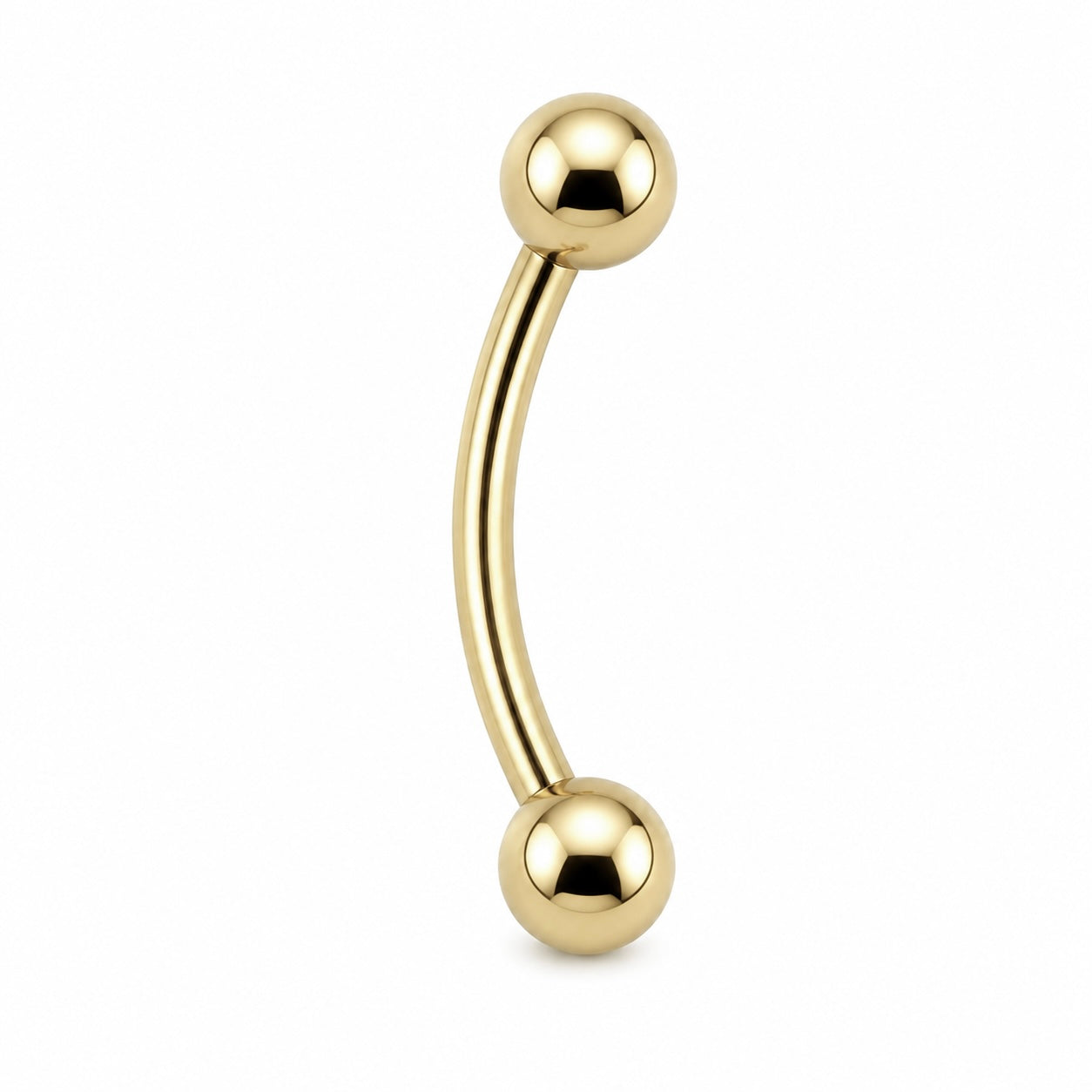 Zircon Steel Curved Barbell 1.2mm | Gold Tone Curved Piercing Bar