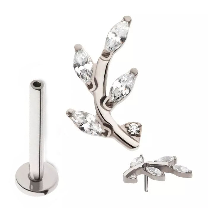 Titanium Threadless Labret - Silver Vine - Pic&Mix The Body Jewellery Shop