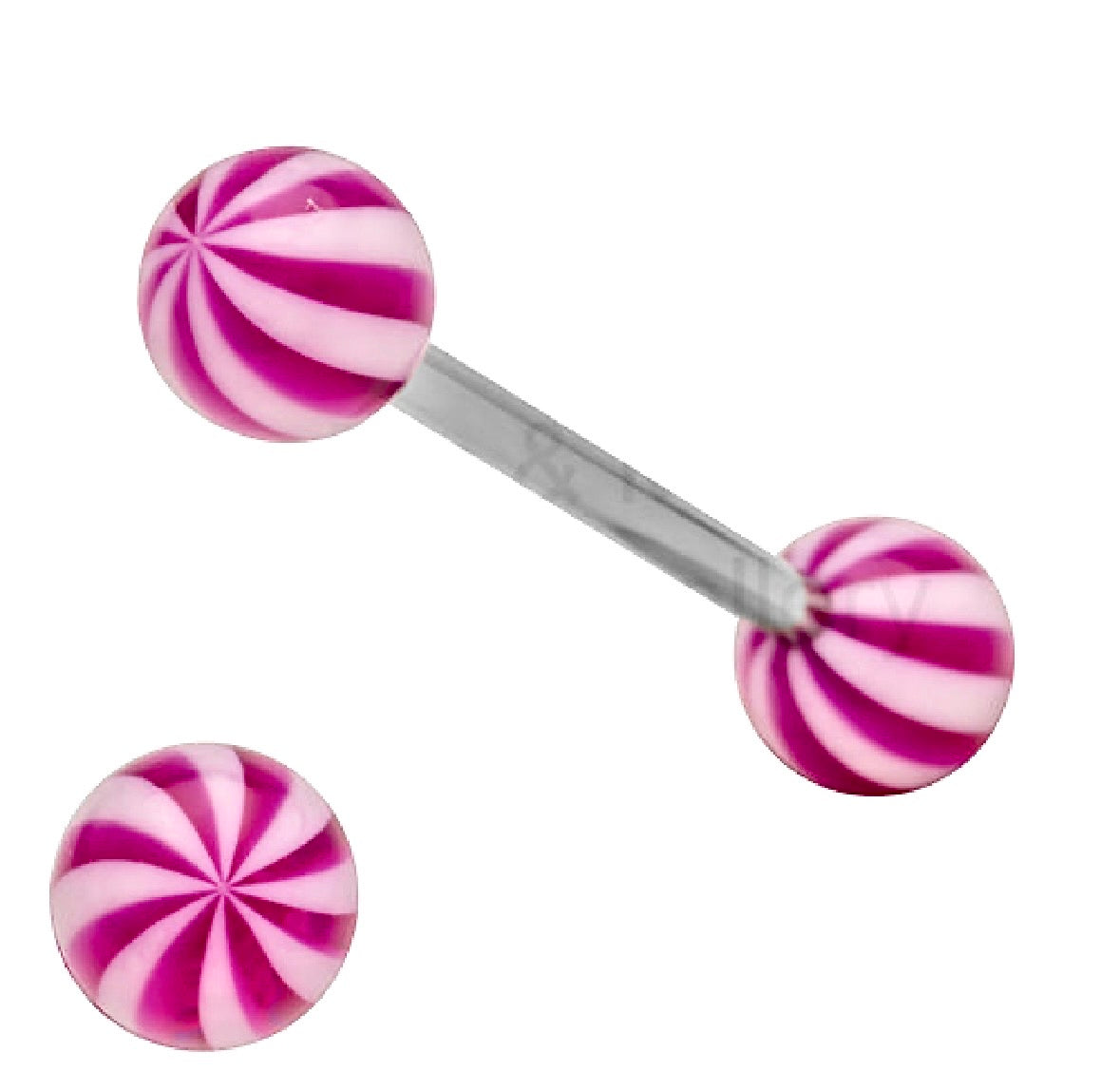 316L Surgical Steel Tongue Barbell with Twirl effect Balls – Vibrant Glow Piercing Jewellery