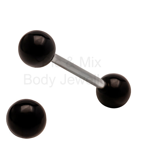 316L Surgical Steel Tongue Barbell Pink or Black – Vibrant Glow Piercing Jewellery