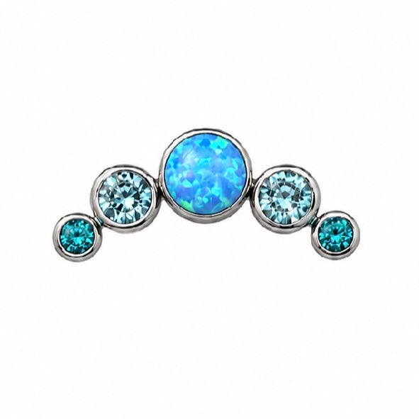 Initial Piercing - Titanium Opal & CZ Arch Labret | Flat Back Jewellery