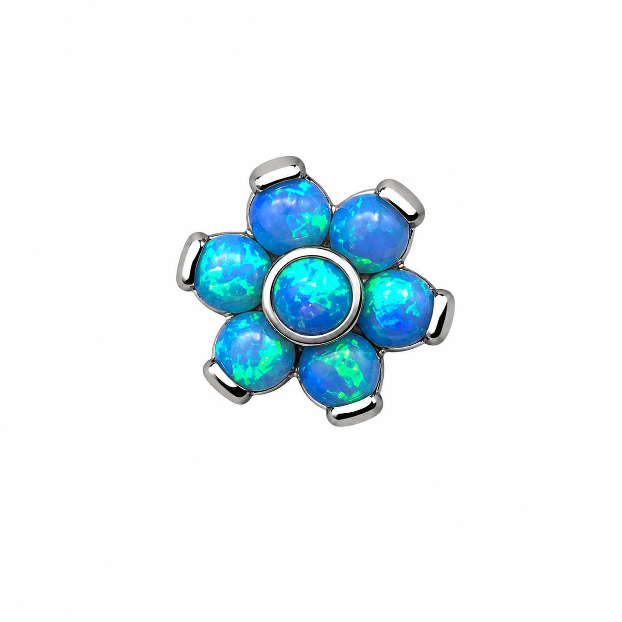 Initial Piercing - Titanium Opal & Crystal Flower Labret – Multiple Designs