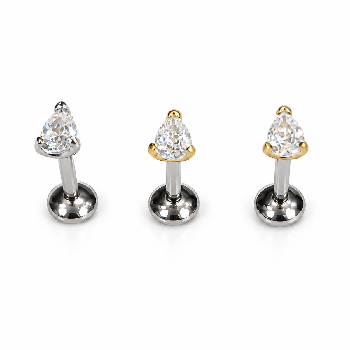 316L Surgical Steel internal thread Pear cut top on Titanium Labret