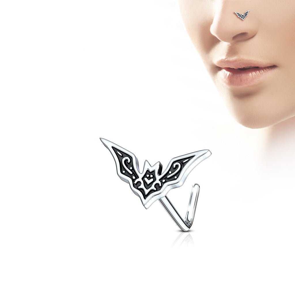 Bat Top 316L Surgical Steel L Bend Nose Stud Rings