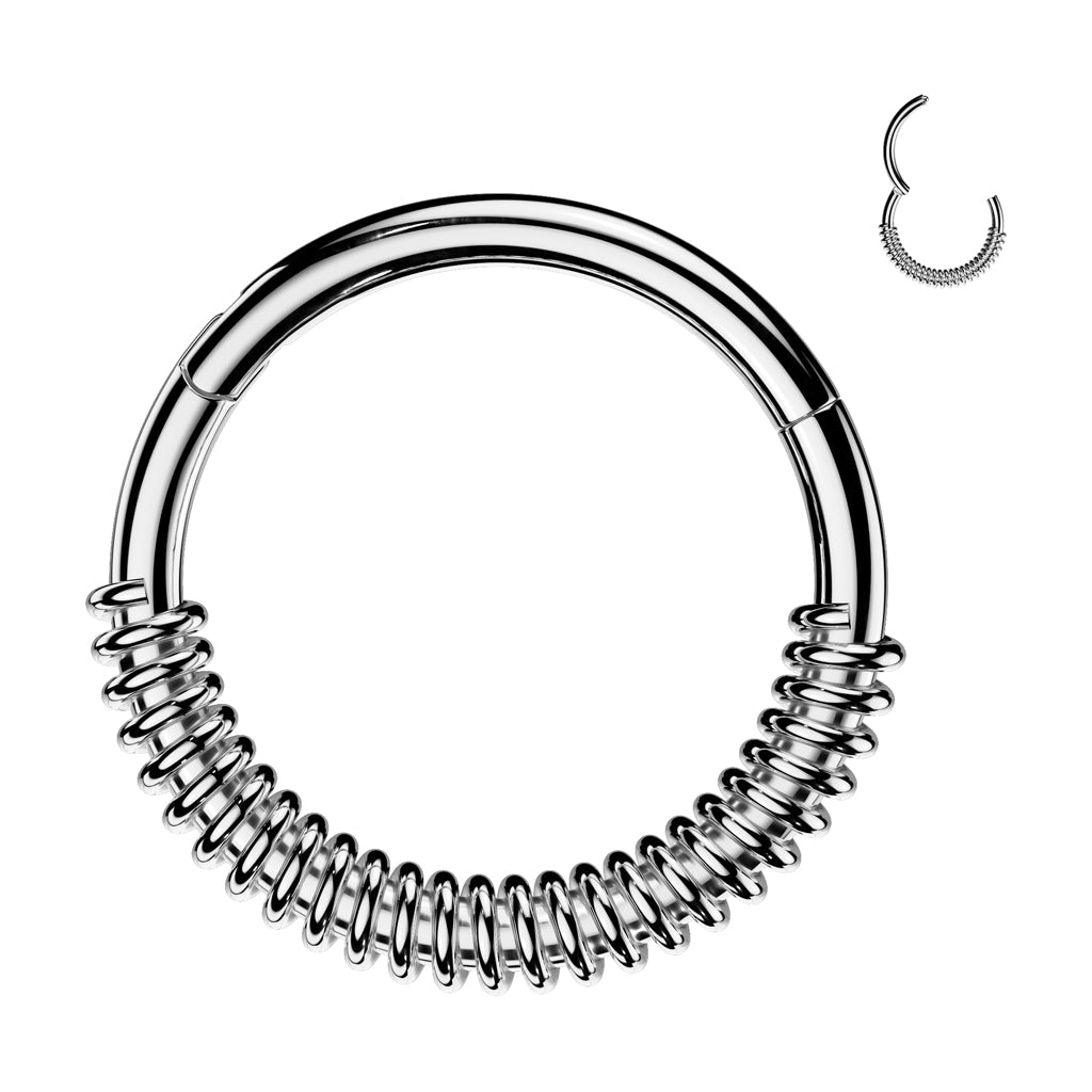 High Quality Precision All 316L Surgical Steel Spring Coil Hinged Segment Hoop Ring - Pic&Mix The Body Jewellery Shop
