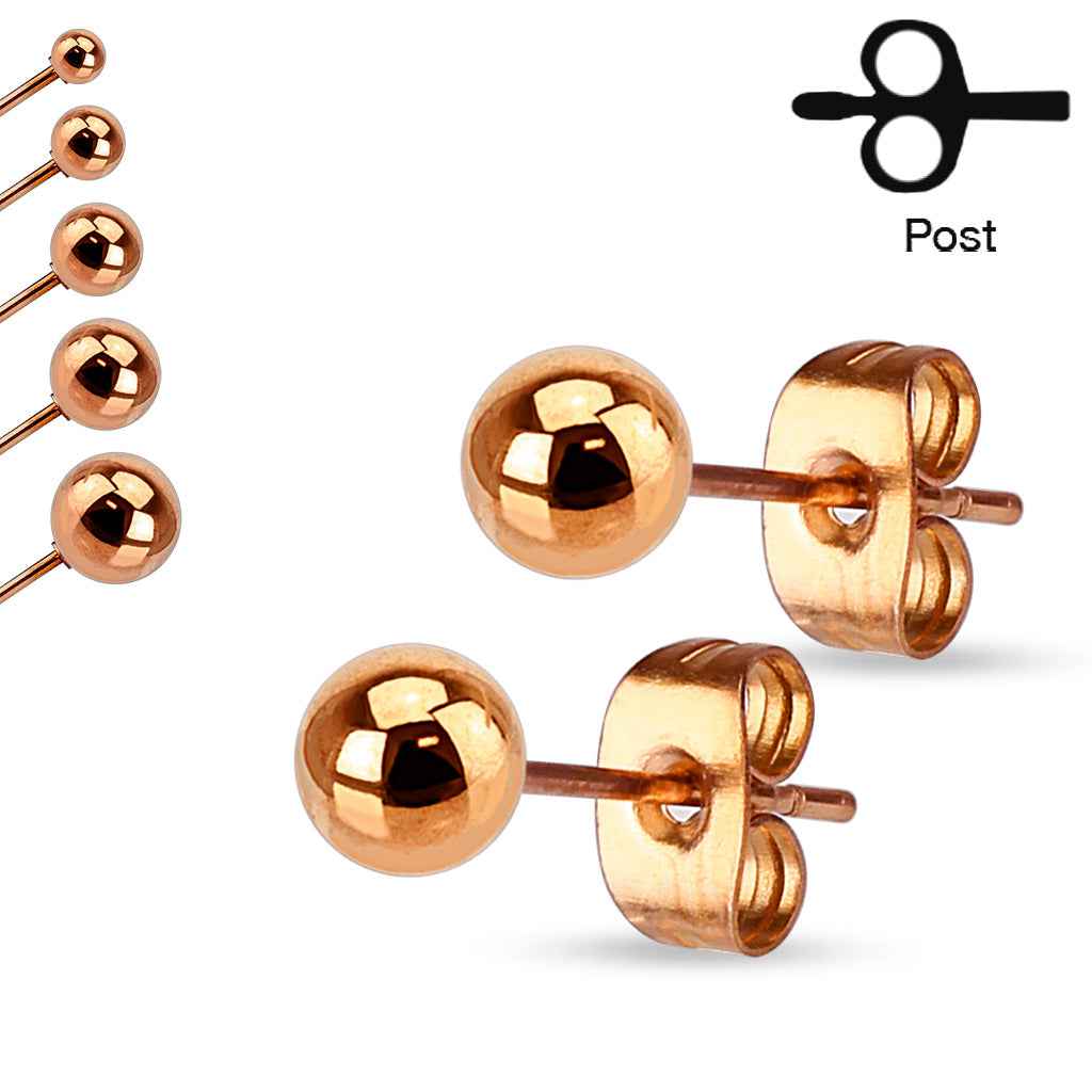 Classic Ball Stud Earrings – Rose Gold, Gold & Black Finish