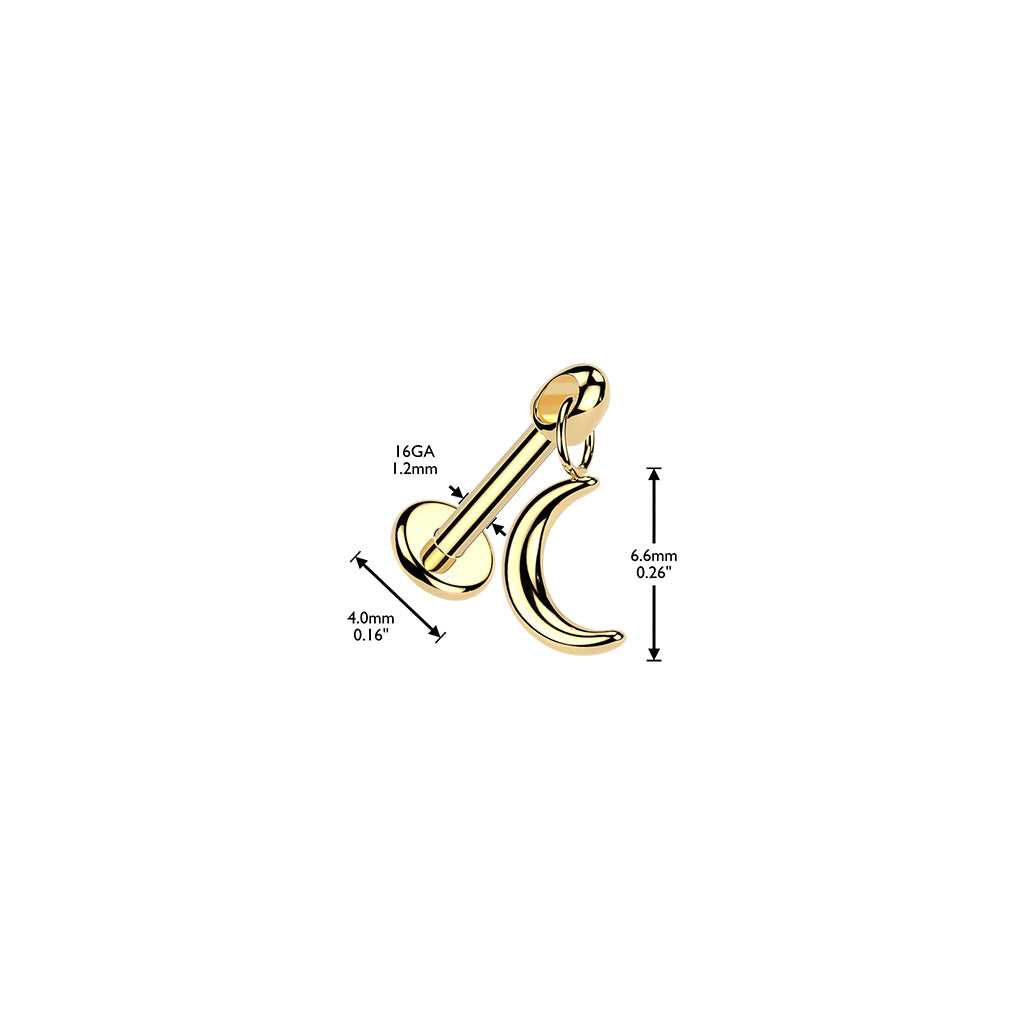 Hidden Helix Labret With Moon Dangle 1.2x6mm - Pic&Mix The Body Jewellery Shop