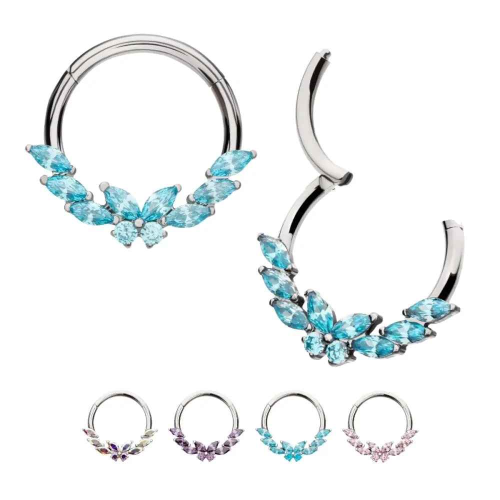 Butterfly marquise crystal hinged ring