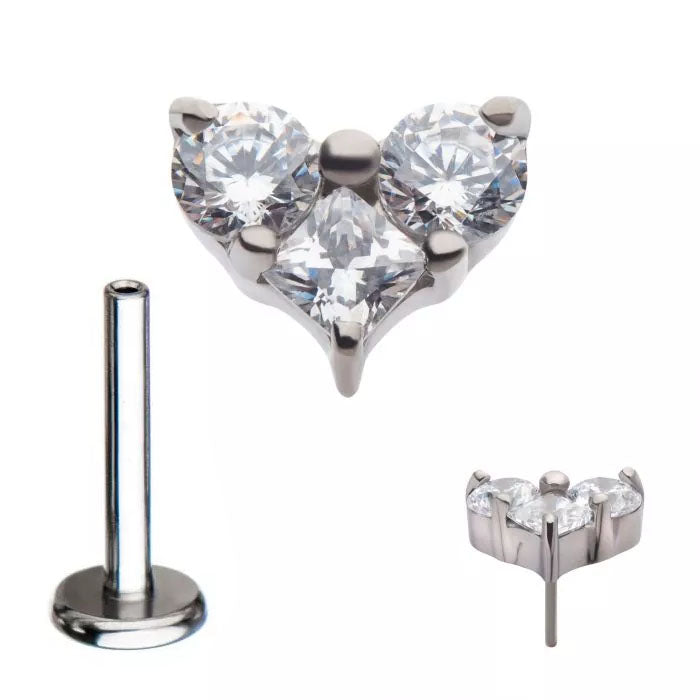3 Crystal Heart Labret