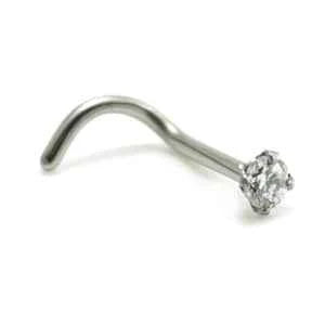 Initial Piercing - Titanium Claw Set Cubic Zircon Stone
