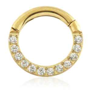 Titanium septum/daith ring with clear crystals