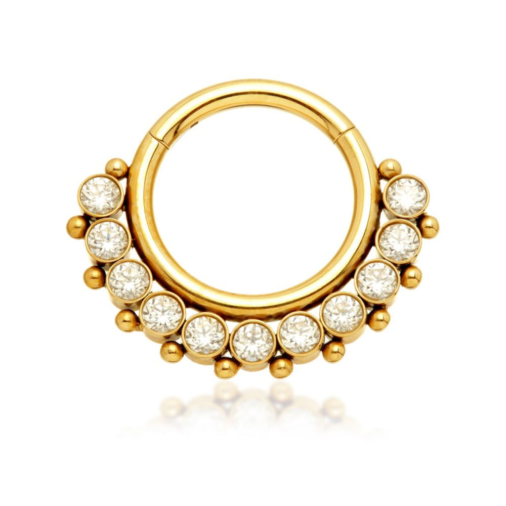 Zircon gold titanium Septum/Daith ring - Pic&Mix The Body Jewellery Shop