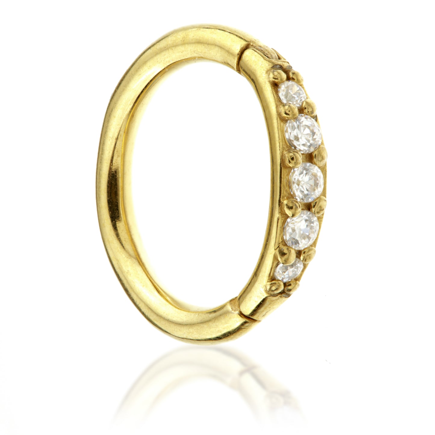 24k Gold Plate 5 gem hinged ring - Pic&Mix The Body Jewellery Shop