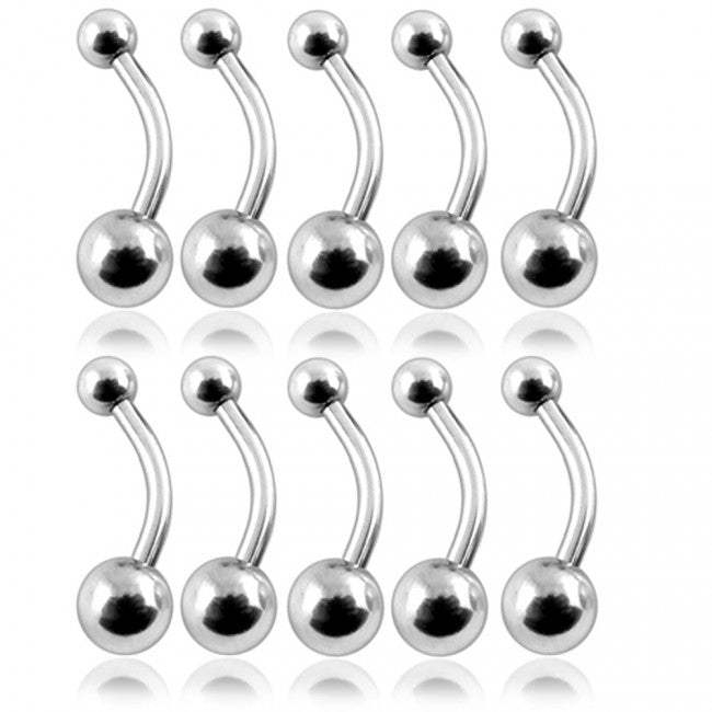 Plain Steel belly bar - 1.6 x assorted lengths - Pic&Mix The Body Jewellery Shop