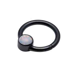 Black steel hinged Septum/Daith Ring - 1.2x8mm