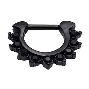 Septum Clicker - 1.2mm Black with assorted crytals