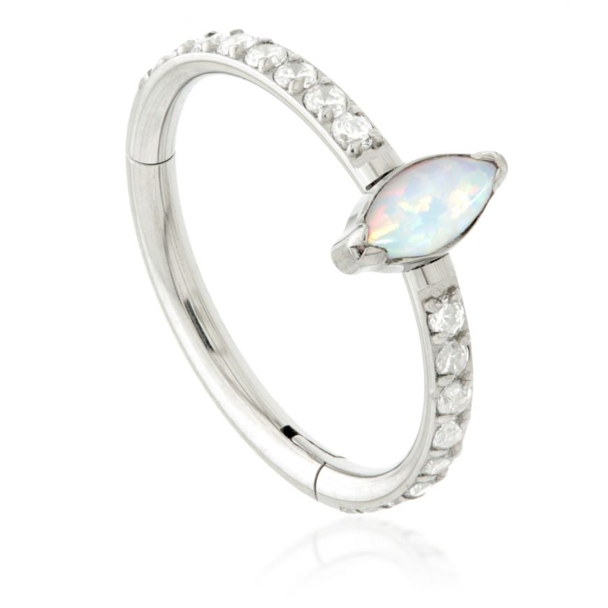 Titanium Hinged 1.2x10mm with cz or synthetic opal Marquise - Pic&Mix The Body Jewellery Shop