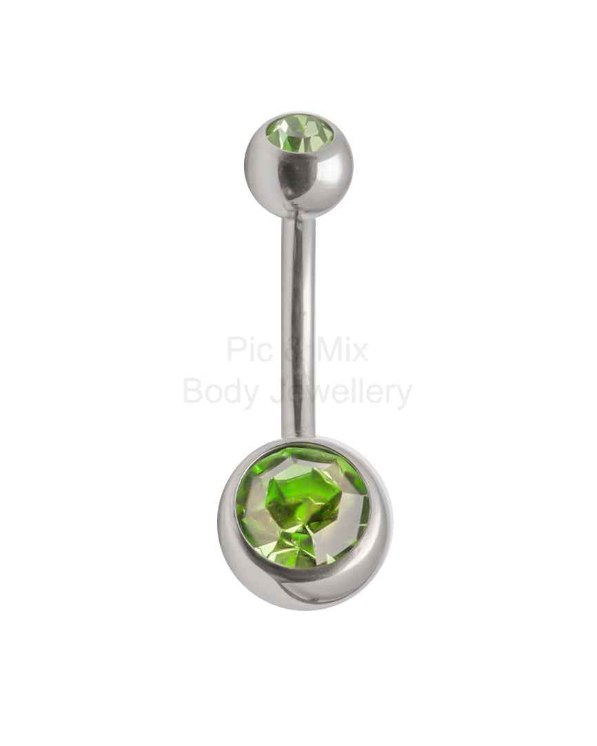 Double Gem belly bar - 1.6 x 12mm