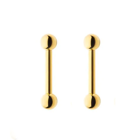 Initial Piercing - Pair of Titanium Internally 24K Gold Plate Threaded Micro Barbells - Pic&Mix The Body Jewellery Shop