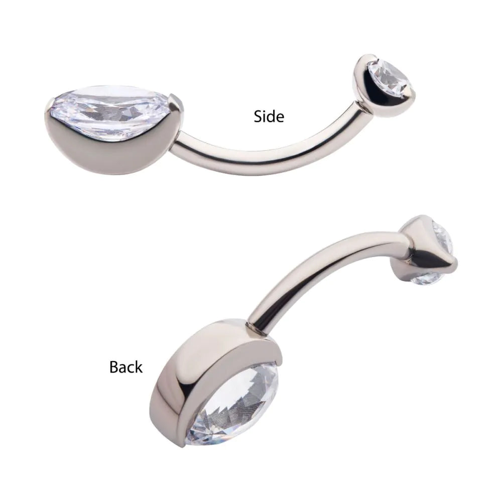 Initial Piercing  - Claw set oval crystal belly - Pic&Mix The Body Jewellery Shop