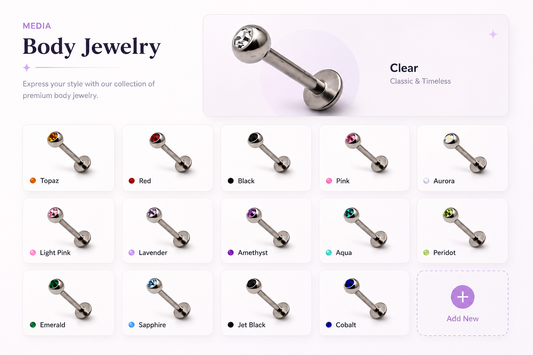 316L Surgical Steel Labret Bar with 3mm Swarovski Crystal – 1.2mm (16G) by 8mm