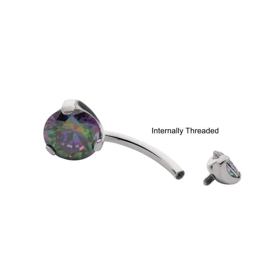 Initial Piercing - High Polish Round Claw Set Belly Bar - Pic&Mix The Body Jewellery Shop