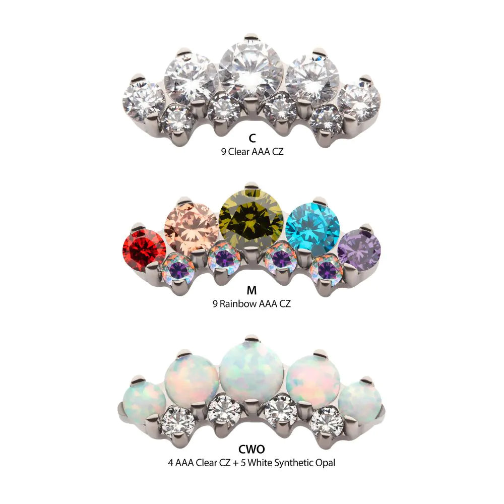Initial Piercing  - Synethtic opal 2 row Gem Arc Labret - Pic&Mix The Body Jewellery Shop