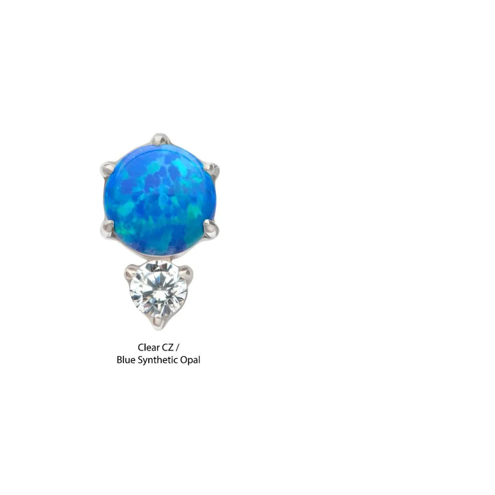 Initial Piercing  - Blue Synthetic Opal/cz - Pic&Mix The Body Jewellery Shop