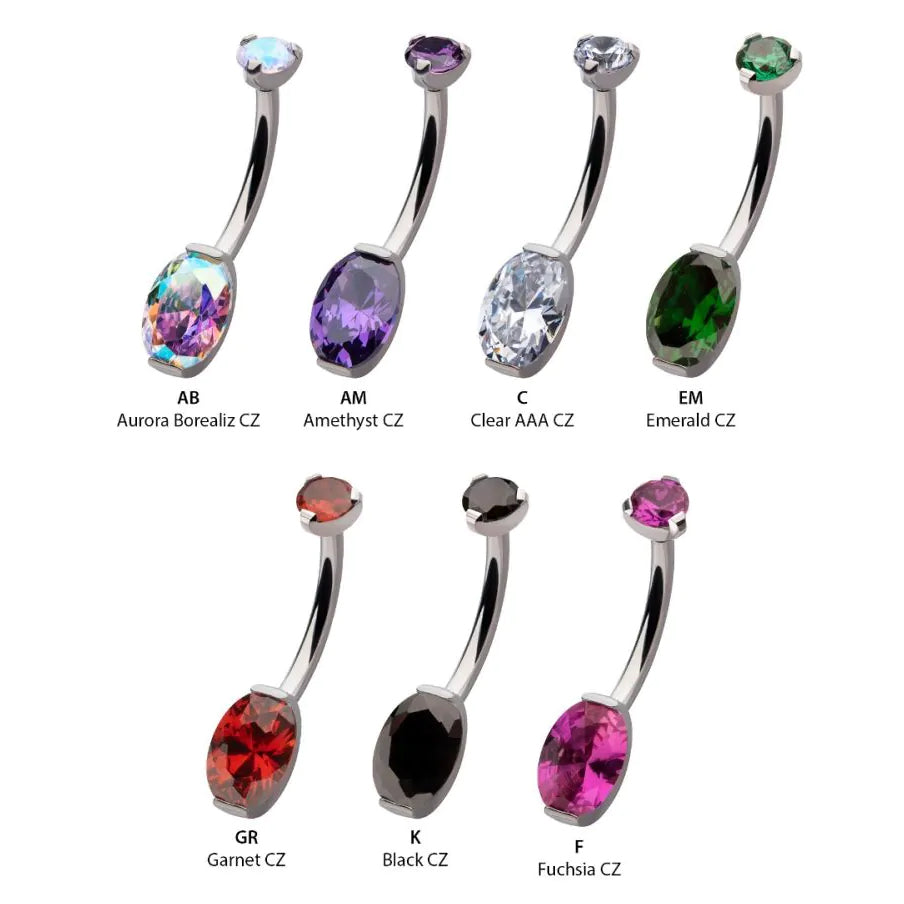 Initial Piercing  - Claw set oval crystal belly - Pic&Mix The Body Jewellery Shop