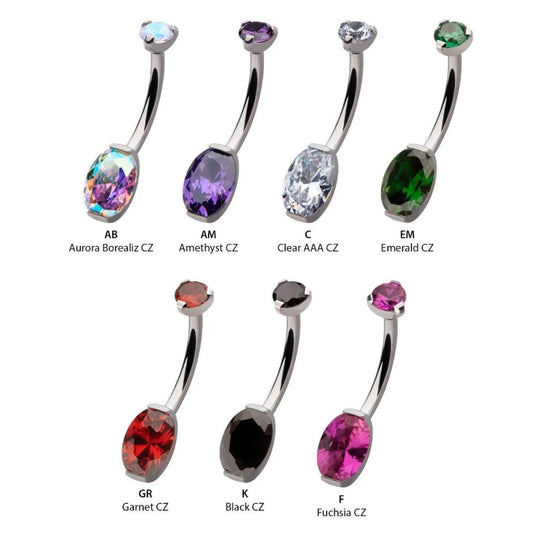 Initial Piercing  - Claw set oval crystal belly - Pic&Mix The Body Jewellery Shop