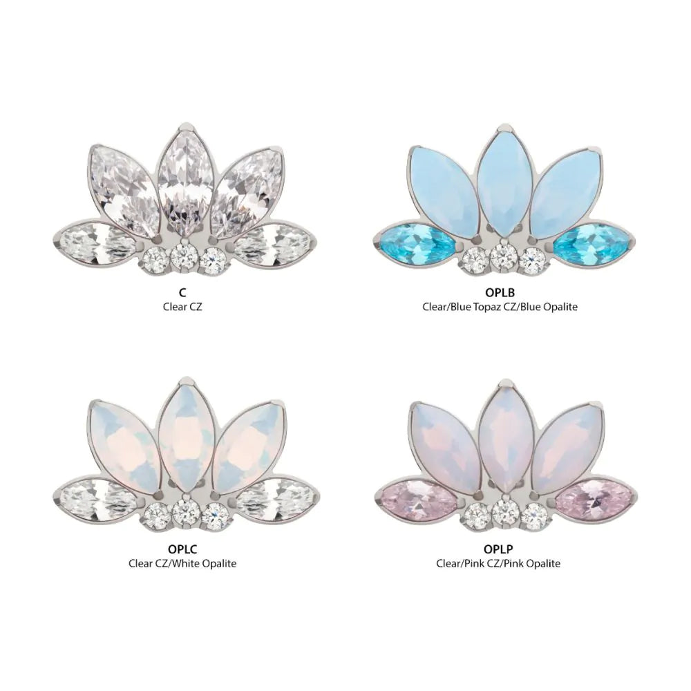Initial Piercing - Titanium Threadless 5-Cluster Marquise Opalite/CZ with Round Clear CZ Fan Shape Top - Pic&Mix The Body Jewellery Shop