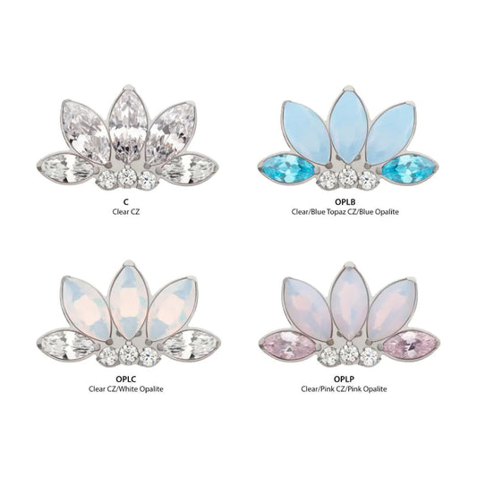 Initial Piercing - Titanium Threadless 5-Cluster Marquise Opalite/CZ with Round Clear CZ Fan Shape Top - Pic&Mix The Body Jewellery Shop