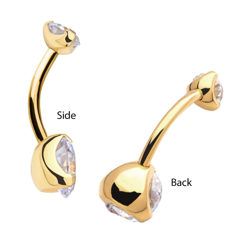 Initial Piercing  - 24K Gold Plate Belly Bar - Pic&Mix The Body Jewellery Shop