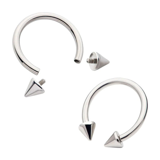 Initial Piercing - Titanium Internally Threaded Spike Ends Circular Barbell - Pic&Mix The Body Jewellery Shop
