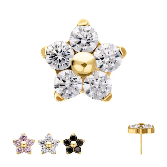 Initial Piercing  - 24k gold plated 5 Petal flower - Pic&Mix The Body Jewellery Shop