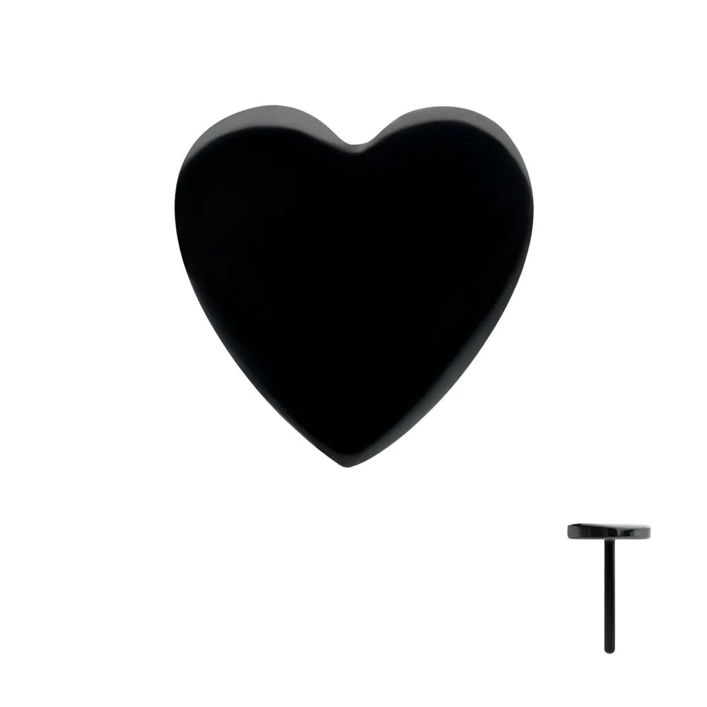 Initial Piercing  -Black PVD Titanium Threadless Heart Top - Pic&Mix The Body Jewellery Shop