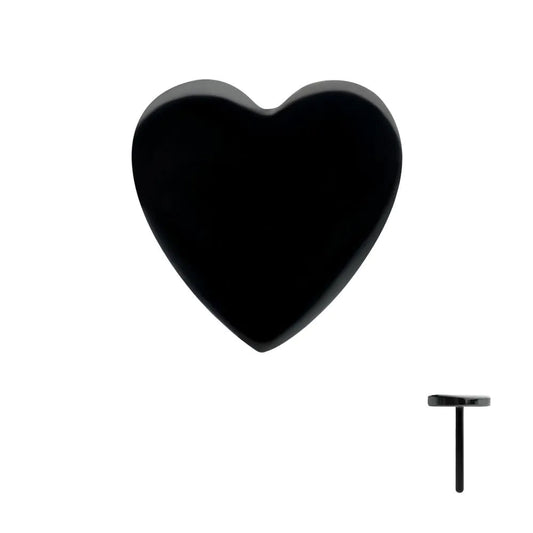 Initial Piercing  -Black PVD Titanium Threadless Heart Top - Pic&Mix The Body Jewellery Shop