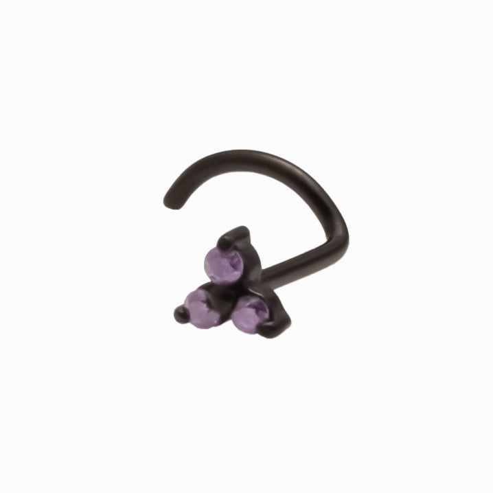 Black or gold Trinity Crystal Nose Screw - Pic&Mix The Body Jewellery Shop