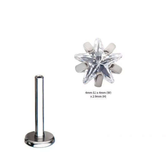 Initial Piercing  - Crystal 4mm Star Labret - Pic&Mix The Body Jewellery Shop