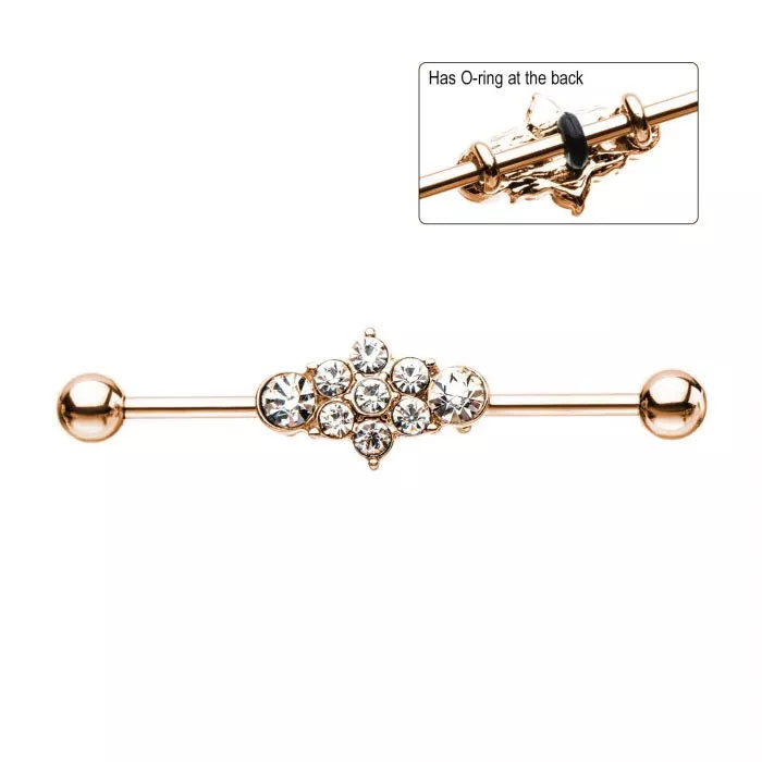 34mm Rose Flower Cluster Industrial - Pic&Mix The Body Jewellery Shop