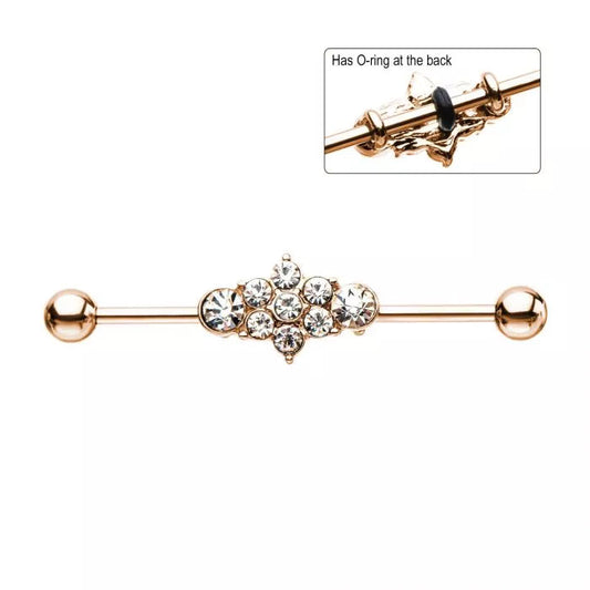 34mm Rose Flower Cluster Industrial - Pic&Mix The Body Jewellery Shop
