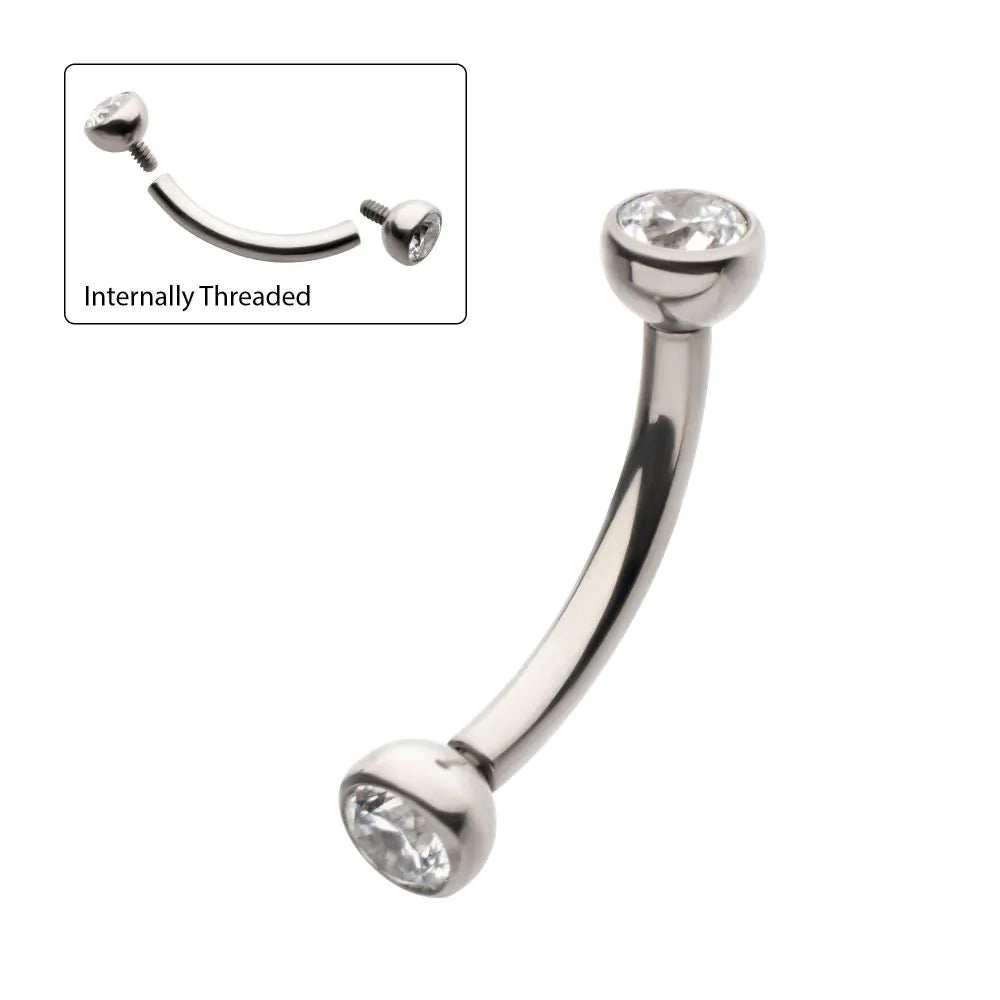 Initial Piercing  - Curved Bar for Rook CZ - Pic&Mix The Body Jewellery Shop