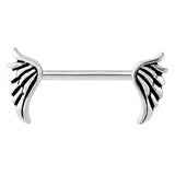 Nipple Bar- 1.6x14mm Rose  or plain Steel Angel wings
