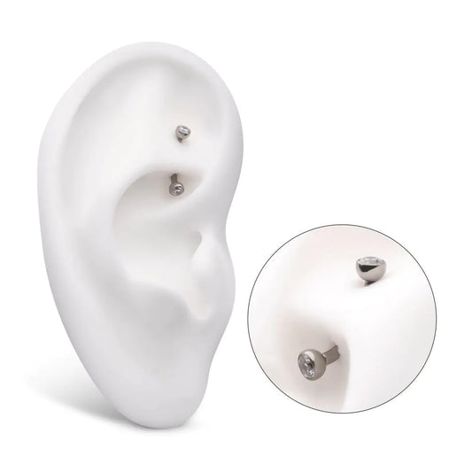 Initial Piercing  - Curved Bar for Rook CZ - Pic&Mix The Body Jewellery Shop