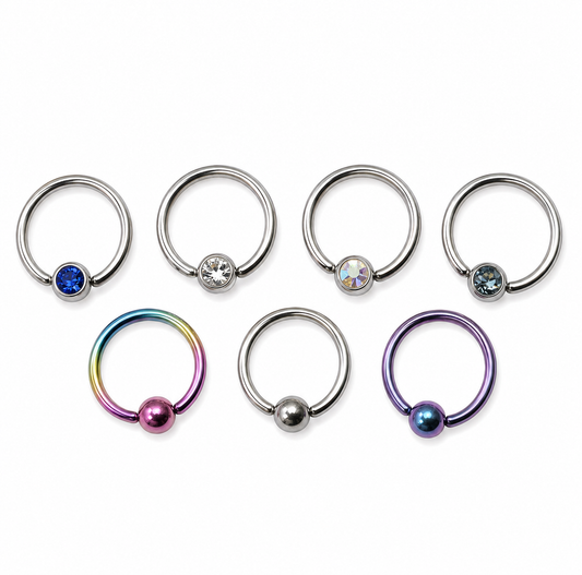 1.2 x 10mm Titanium Ball Closure Ring (BCR) | Plain & Crystal Ball Options