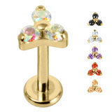 Titanium gold pvd cz Labret - Trinity - Pic&Mix The Body Jewellery Shop