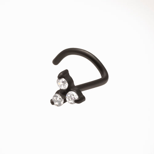Black or gold Trinity Crystal Nose Screw - Pic&Mix The Body Jewellery Shop
