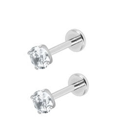 Initial Piercing  - Titanium earring labrets Claw-set Crystals - Pic&Mix The Body Jewellery Shop